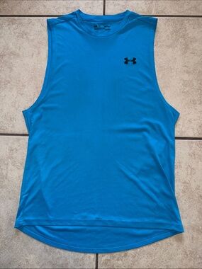 Under Armour Blue Sleeveless Performance Tank with Black Logo